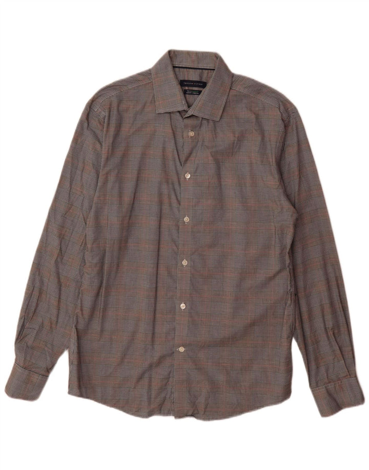 Tommy Hilfiger Mens Slim Fit Shirt Size 15 1/2 Medium Grey Check Cotton