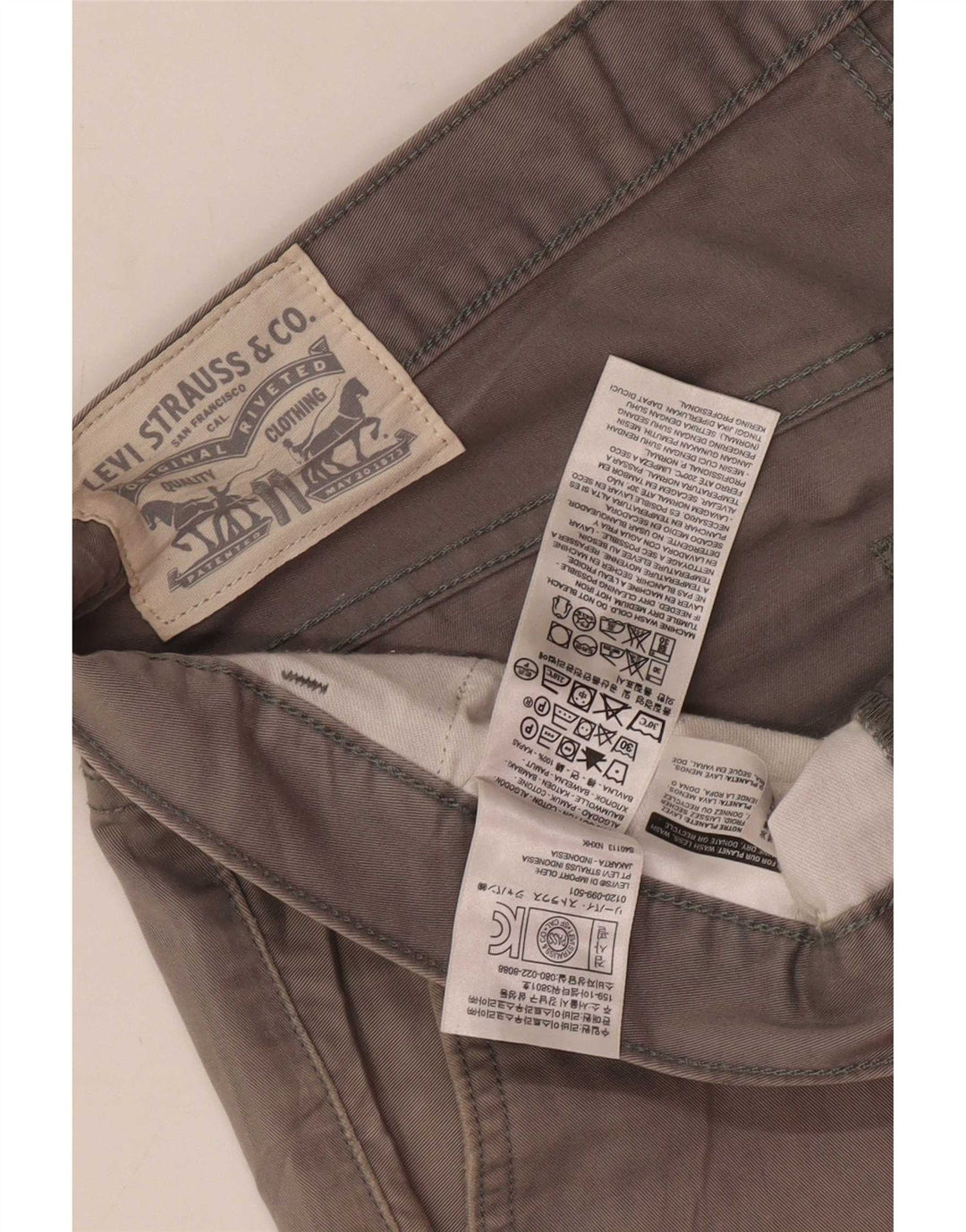 Levi's Mens Regular Chino Trousers W36 L32 Grey Cotton
