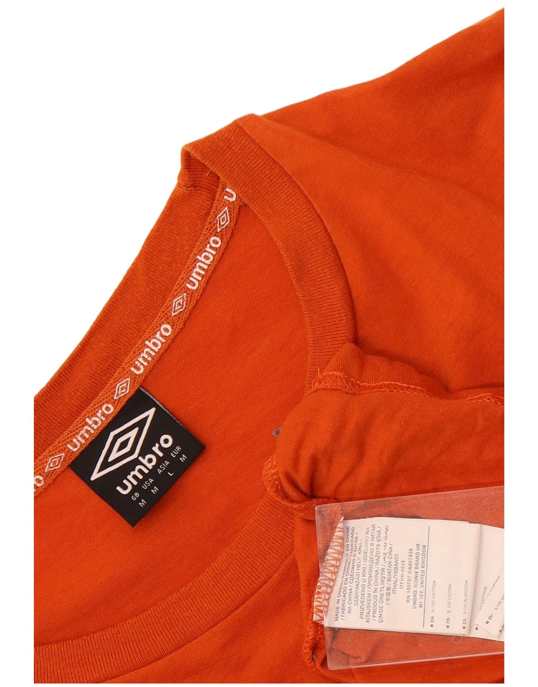 Umbro Mens Graphic T-Shirt Top Medium Orange Cotton