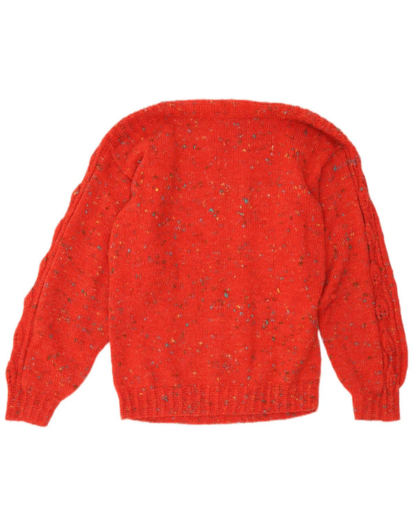 Vintage Womens Boat Neck Jumper Sweater UK 12 Medium Red Flecked
