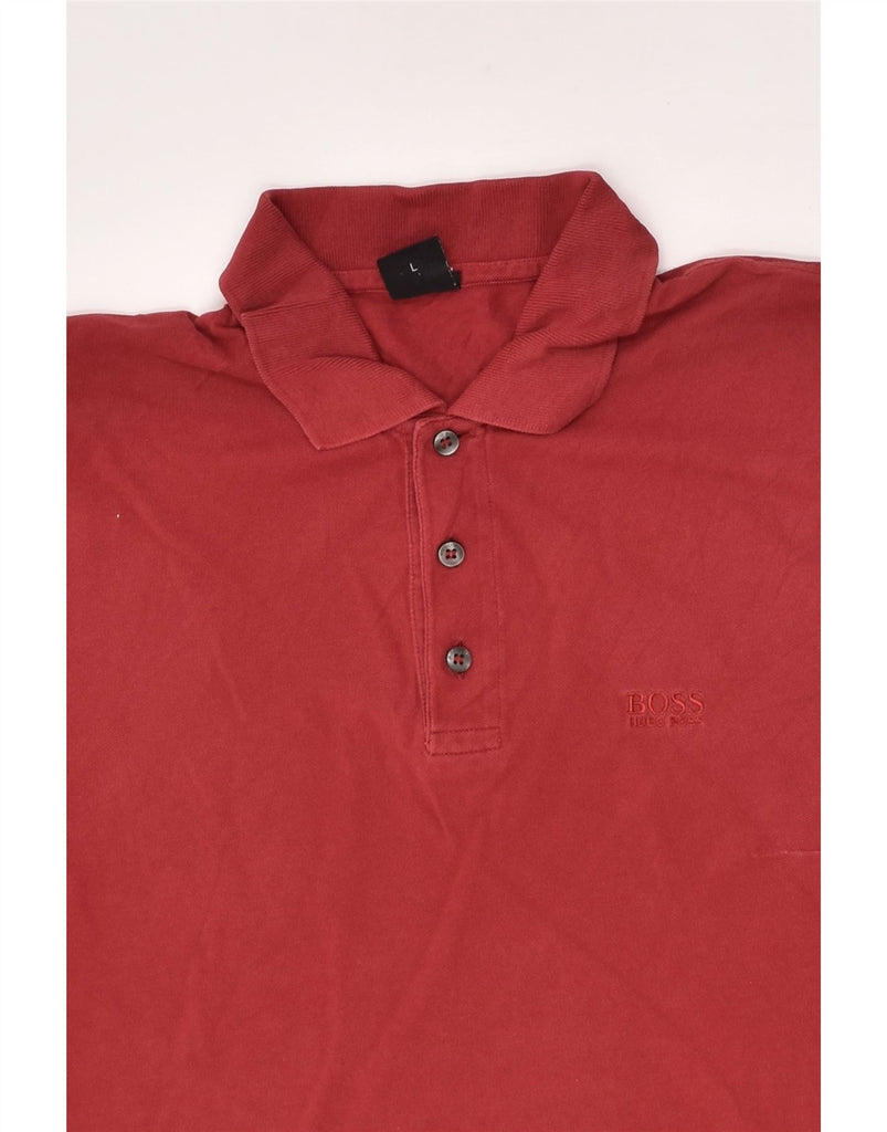 HUGO BOSS Mens Polo Shirt Large Red Cotton | Vintage Hugo Boss | Thrift | Second-Hand Hugo Boss | Used Clothing | Messina Hembry 