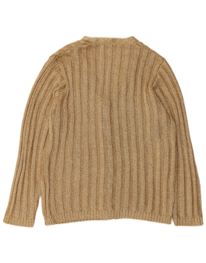 Vintage Womens Cardigan Sweater UK 16 Large Gold
