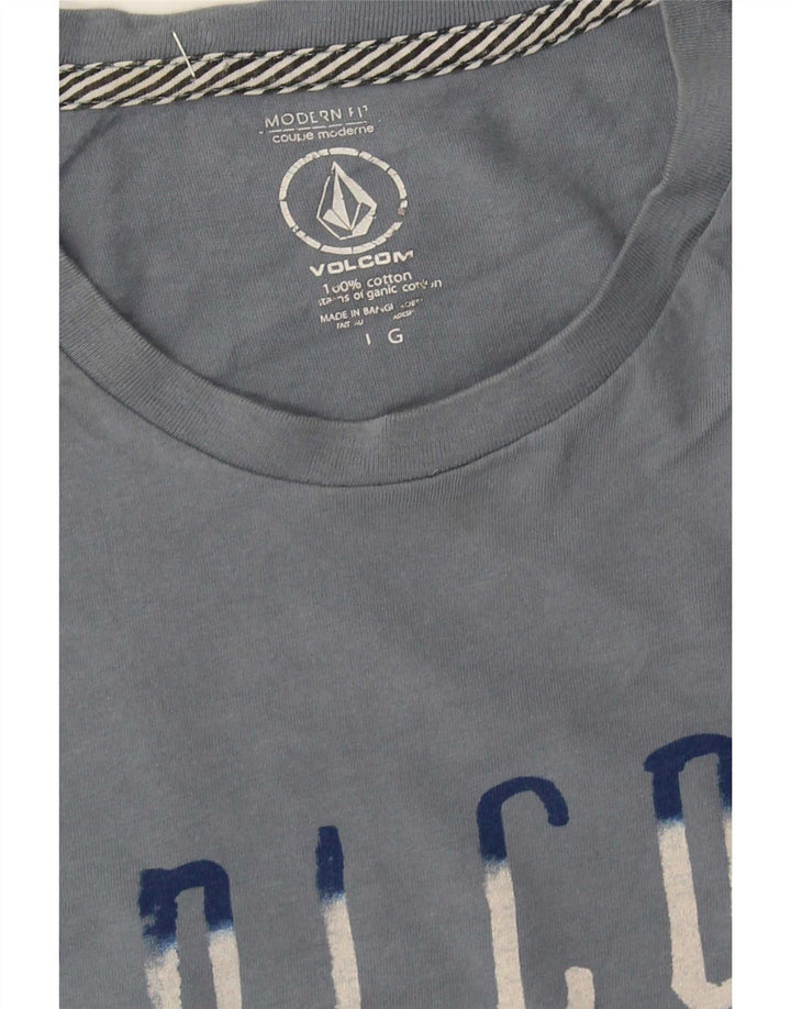 Volcom Mens Modern Fit Graphic T-Shirt Top Large Blue Cotton