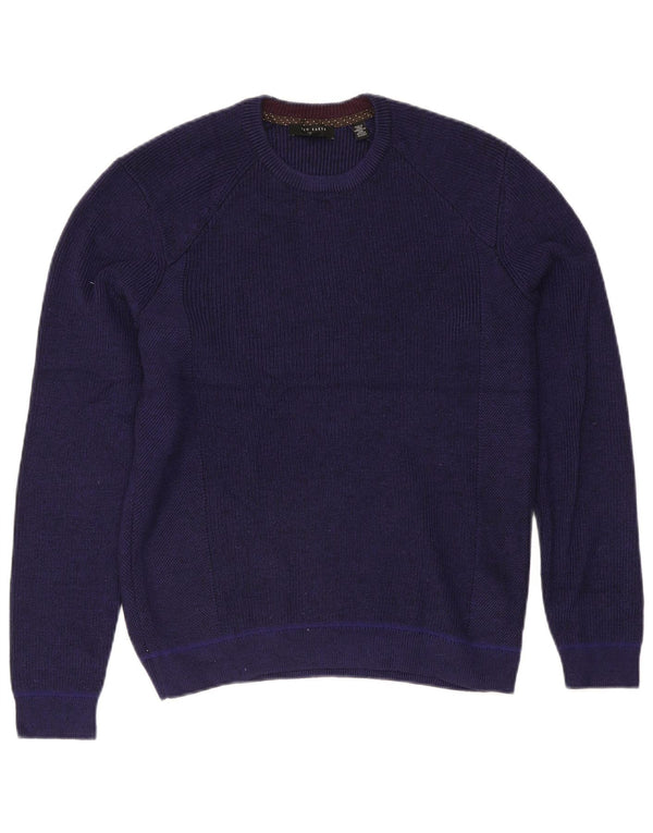 Ted Baker Mens Crew Neck Jumper Sweater Size 4 Large Navy Blue Polyester