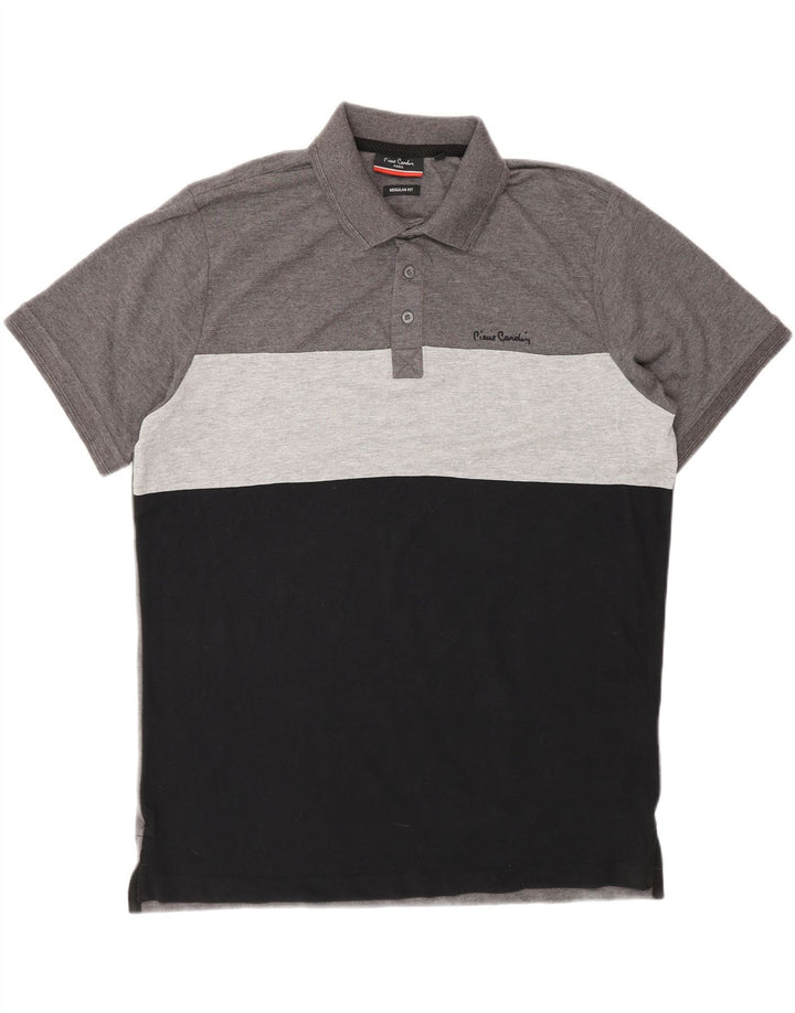 Pierre Cardin Mens Regular Fit Polo Shirt Large Grey Colourblock Polyester