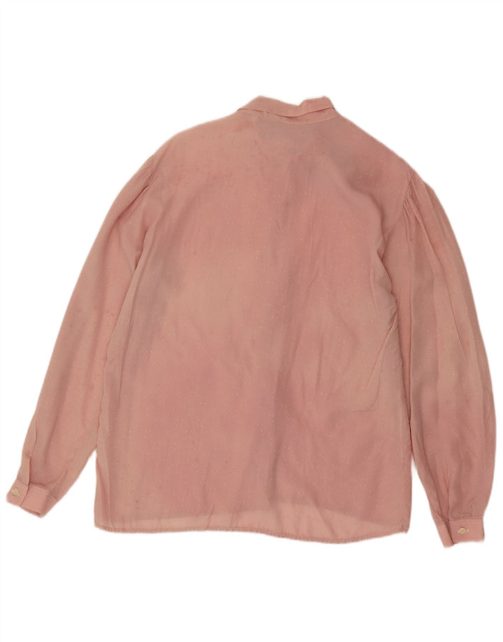 Vintage Womens Front Tie Shirt Blouse IT 46 Large Pink Geometric