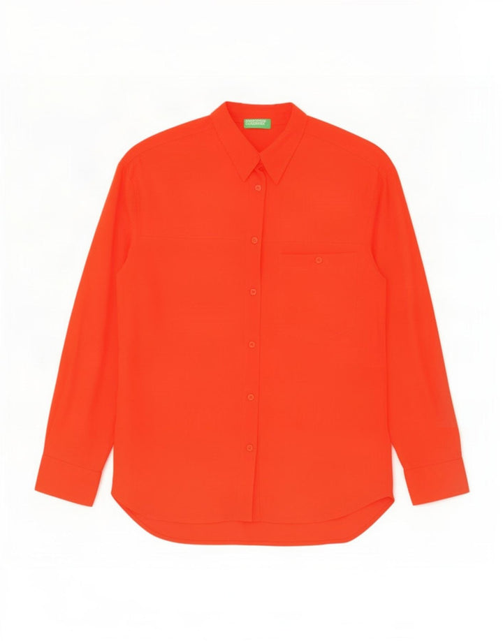 Benetton Womens Shirt Blouse UK 14 Medium Red Viscose
