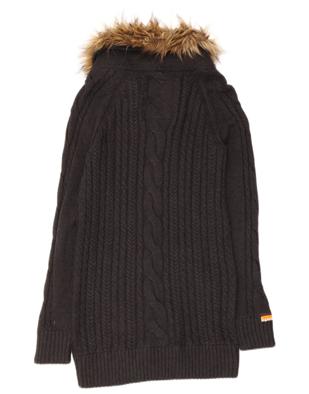 SUPERDRY Womens Longline Turtle Neck Jumper Sweater UK 12 Medium Grey