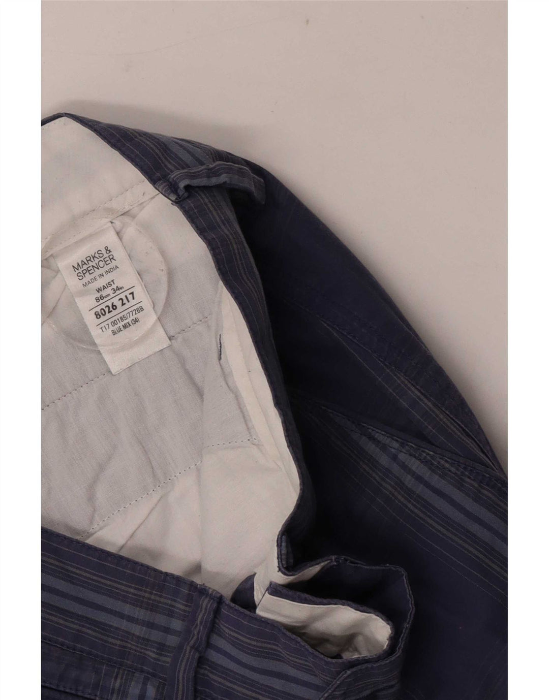 Marks & Spencer Mens Chino Shorts Large W34 Blue Check Cotton