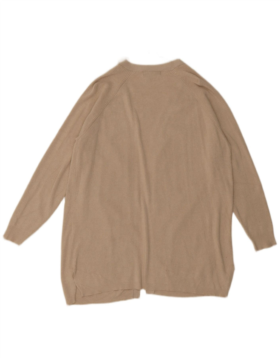 Marks & Spencer Womens Longline Open Cardigan Sweater UK 14 Large Beige
