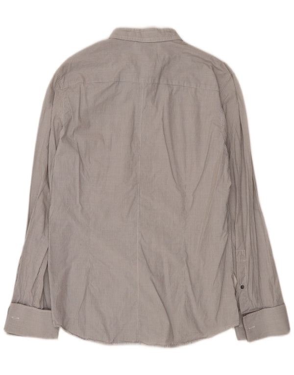 Calvin Klein Mens Slim Fit Formal Shirt Medium Grey Gingham Cotton