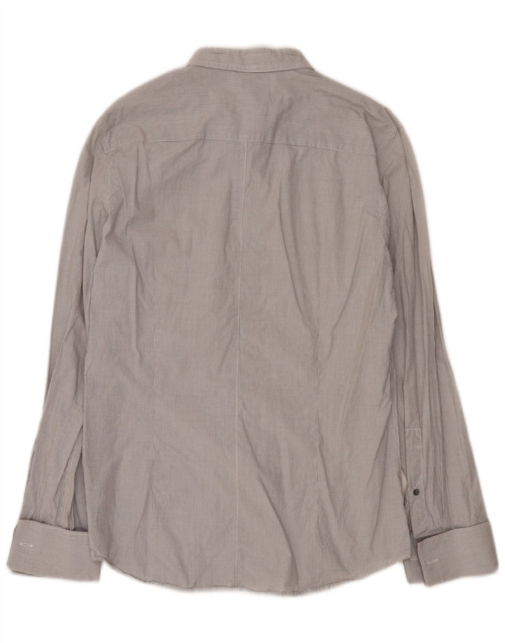 Calvin Klein Mens Slim Fit Formal Shirt Medium Grey Gingham Cotton
