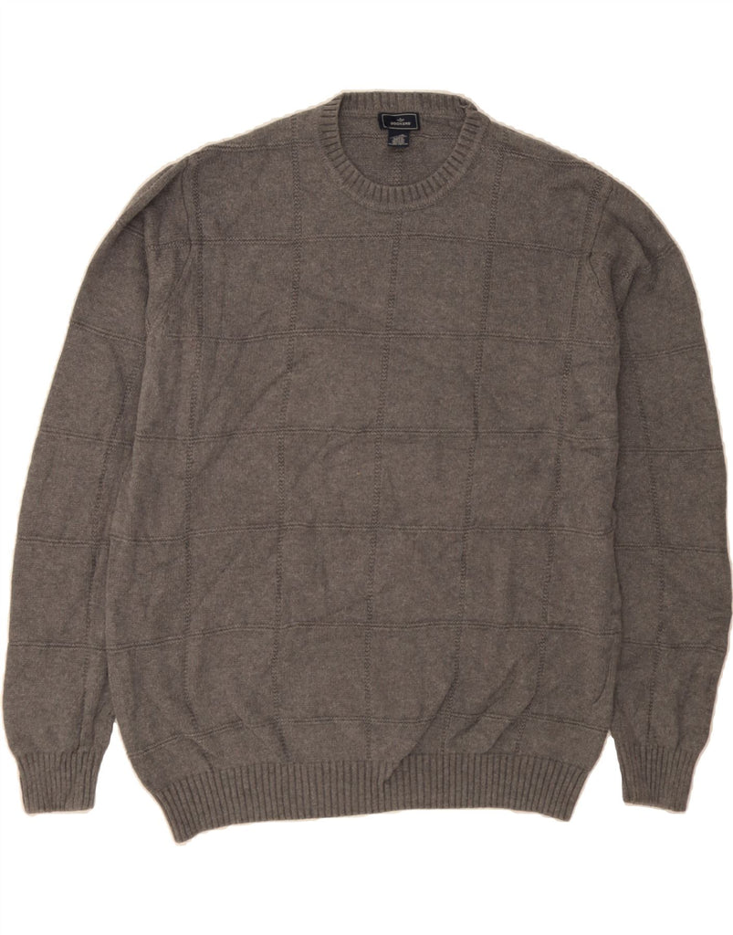 DOCKERS Mens Crew Neck Jumper Sweater XL Grey Check Cotton Vintage Dockers and Second-Hand Dockers from Messina Hembry 