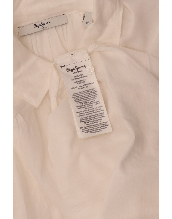 PEPE Jeans Womens Oversized Shirt UK 14 Medium White Cotton
