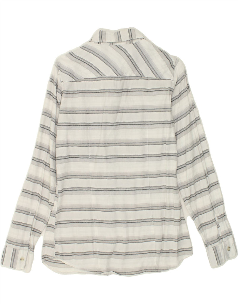 EDDIE BAUER Womens Classic Fit Shirt UK 10 Small Grey Striped Cotton | Vintage Eddie Bauer | Thrift | Second-Hand Eddie Bauer | Used Clothing | Messina Hembry 