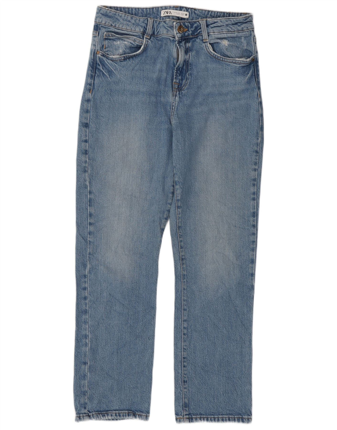 Zara Womens High Rise Straight Jeans EU 40 Medium W30 L27 Blue