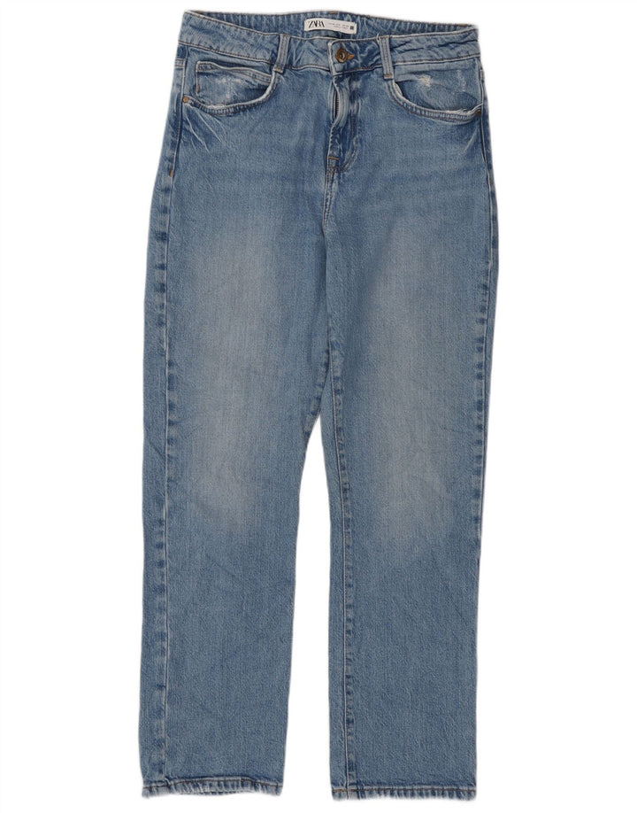 Zara Womens High Rise Straight Jeans EU 40 Medium W30 L27 Blue