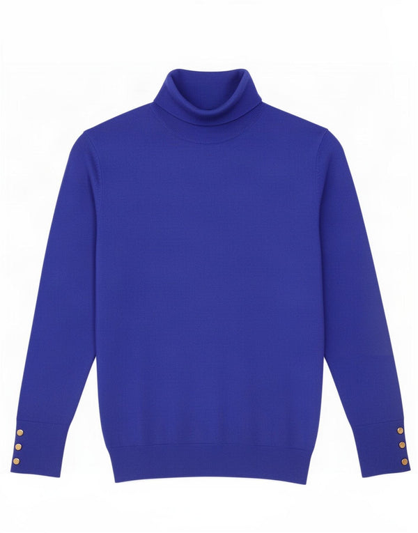 Zara Womens Roll Neck Jumper Sweater UK 14 Large Blue Viscose