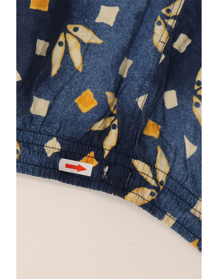 VINTAGE Mens Swimming Shorts XL  Blue Geometric Cotton