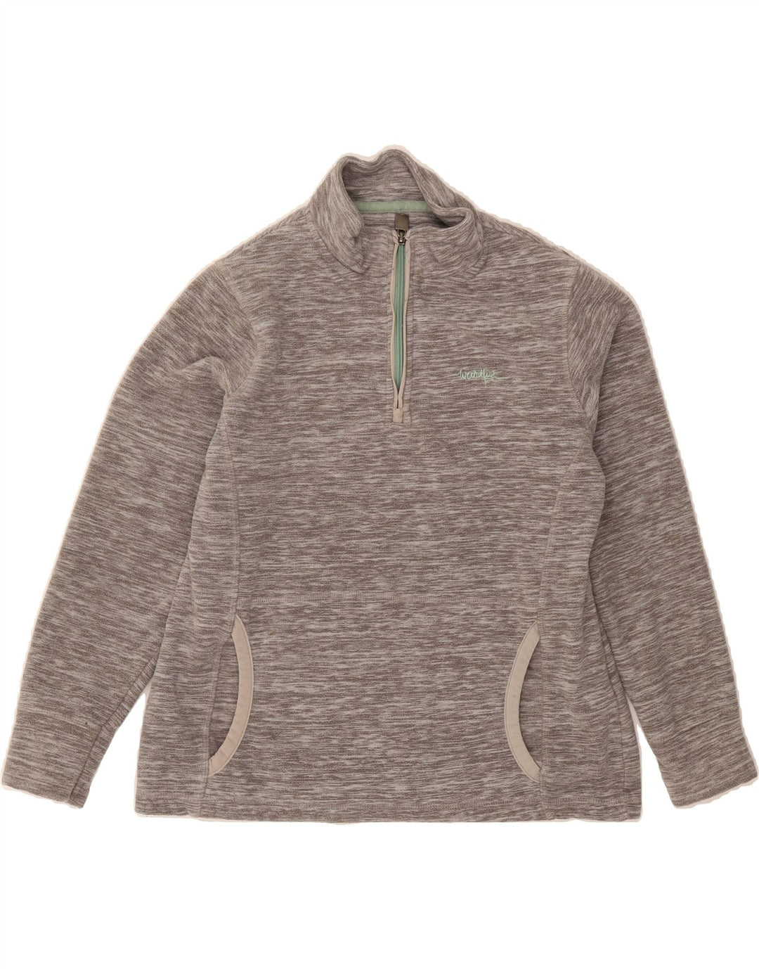 WEIRD FISH Womens Zip Neck Fleece Jumper UK 14 Medium  Grey Flecked Vintage Weird Fish and Second-Hand Weird Fish from Messina Hembry 