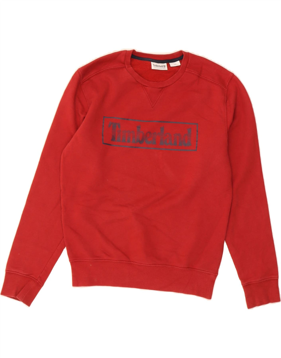 TIMBERLAND Mens Graphic Sweatshirt Jumper Small Red Cotton Vintage Timberland and Second-Hand Timberland from Messina Hembry 