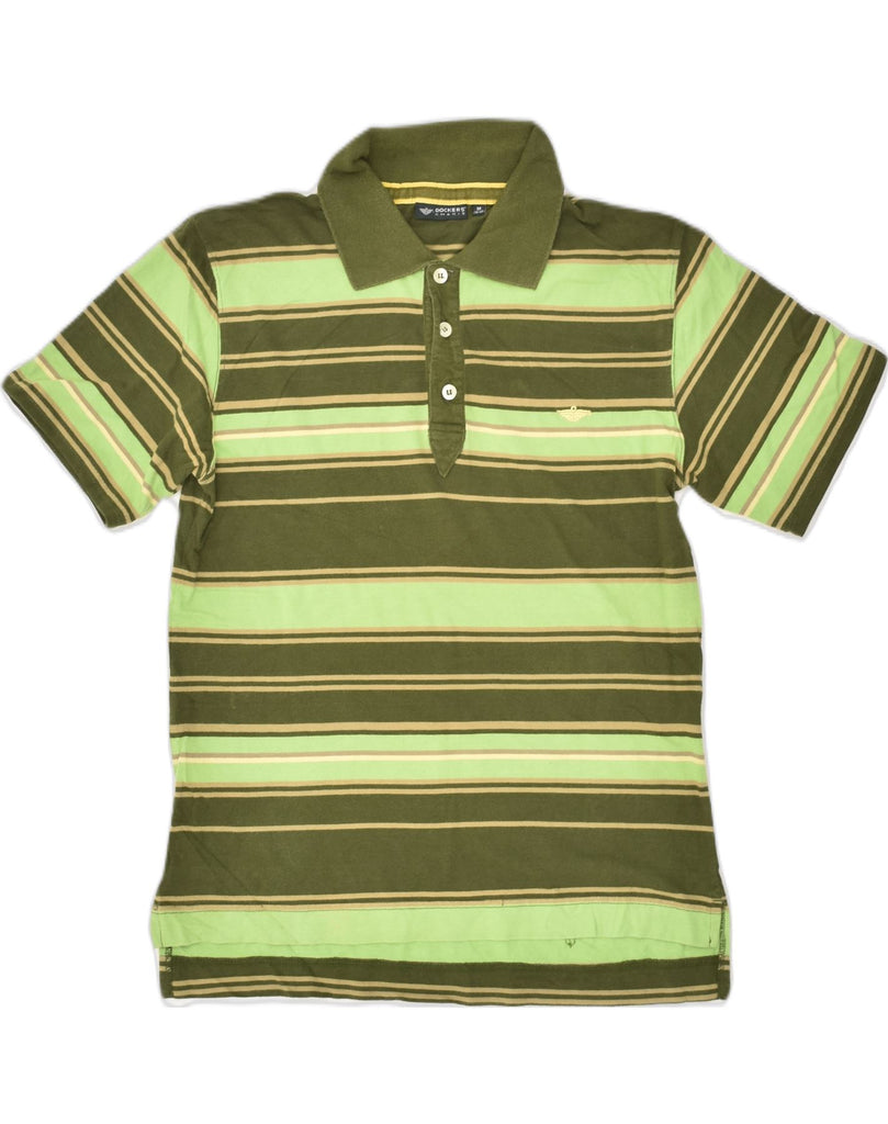 DOCKERS Mens Polo Shirt Medium Khaki Striped Cotton | Vintage Dockers | Thrift | Second-Hand Dockers | Used Clothing | Messina Hembry 