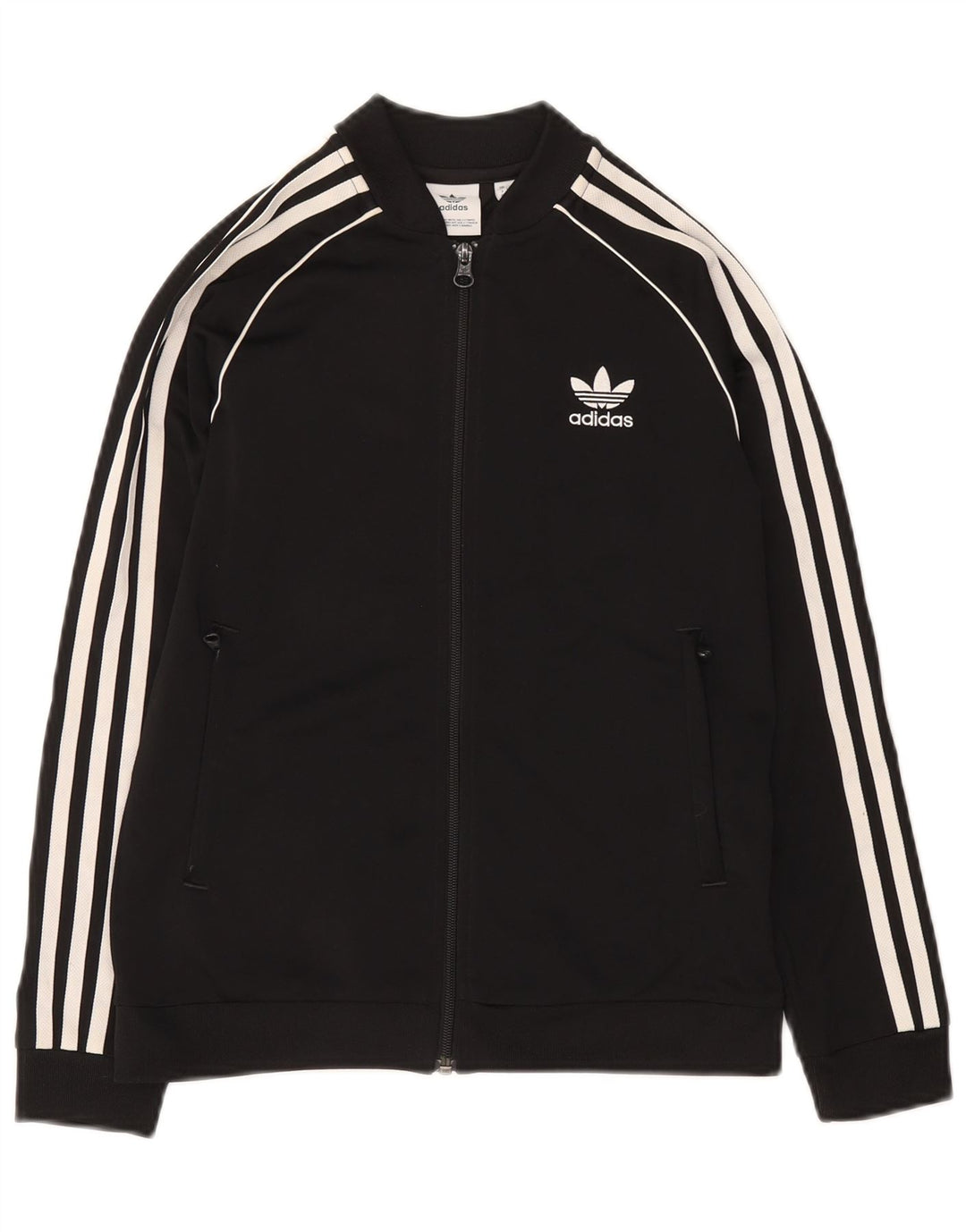Adidas Girls Tracksuit Top Jacket 11-12 Years Black Polyester
