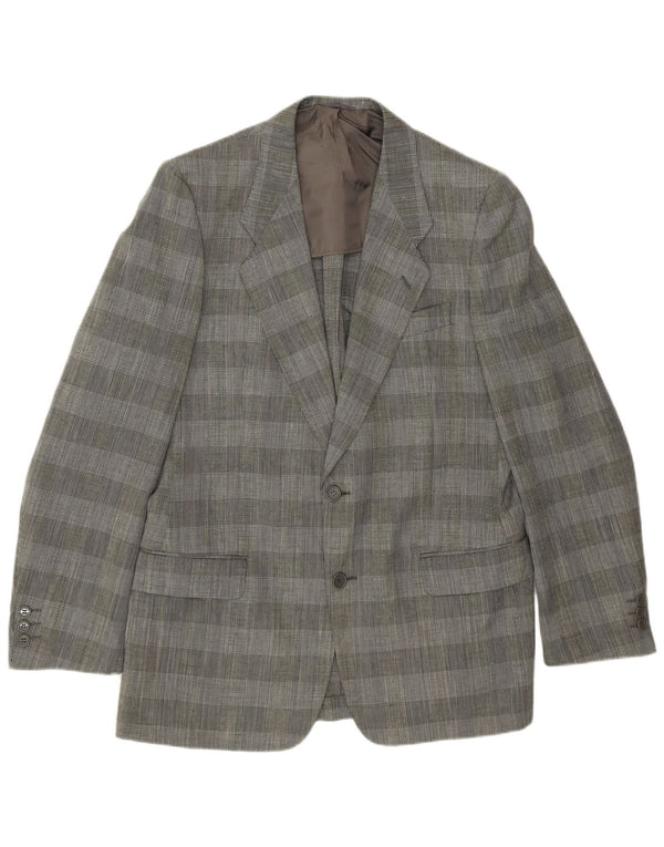 Facis Mens 2 Button Blazer Jacket IT 52 XL Grey Houndstooth Polyester