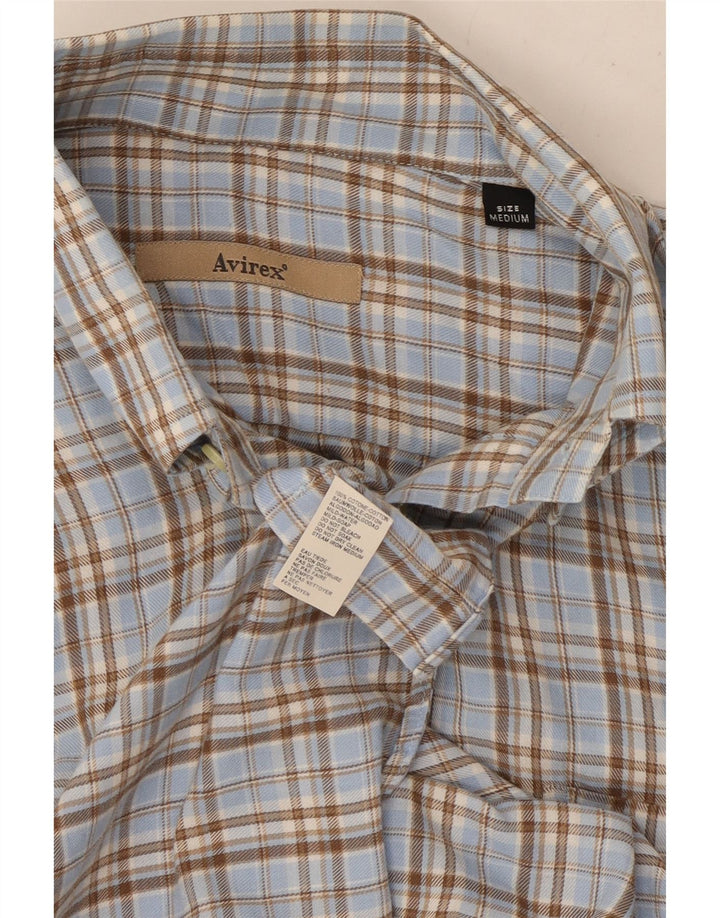 Avirex Mens Shirt Medium Blue Check Cotton