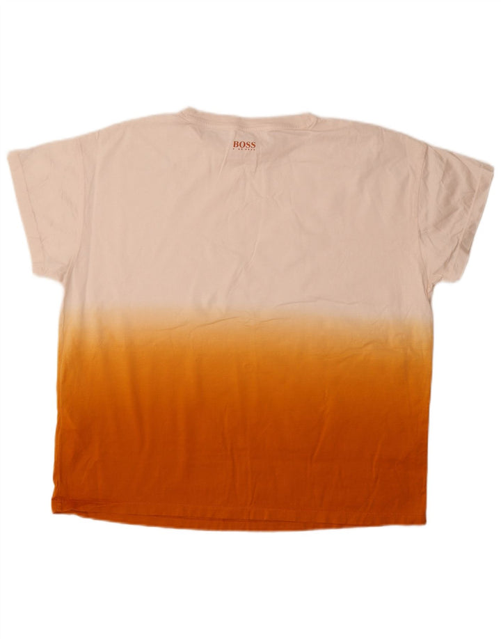 Hugo Boss Mens T-Shirt Top Large White Colourblock Cotton