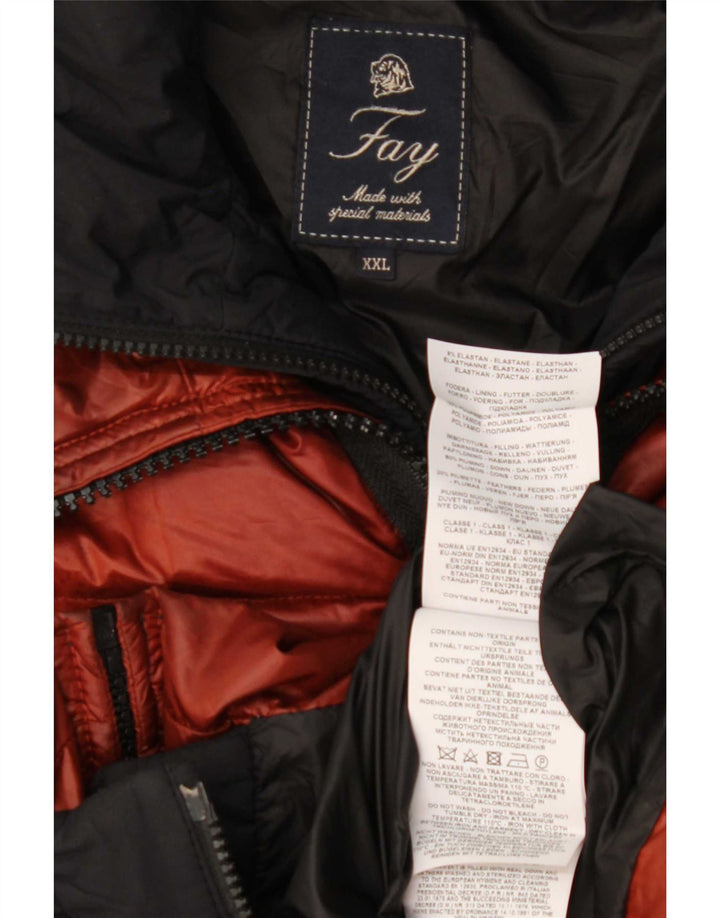 Fay Mens Hooded Padded Jacket UK 44 2XL Red Colourblock Polyamide