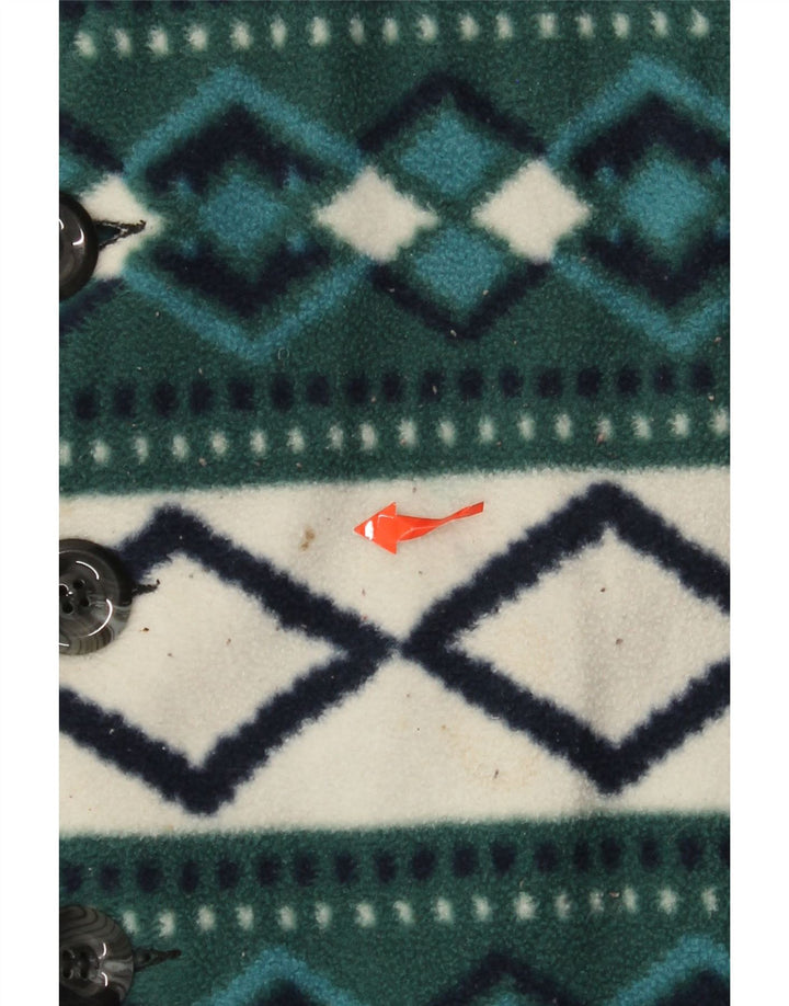 Vintage Womens Fleece Gilet UK 14 Medium Green Argyle/Diamond Retro