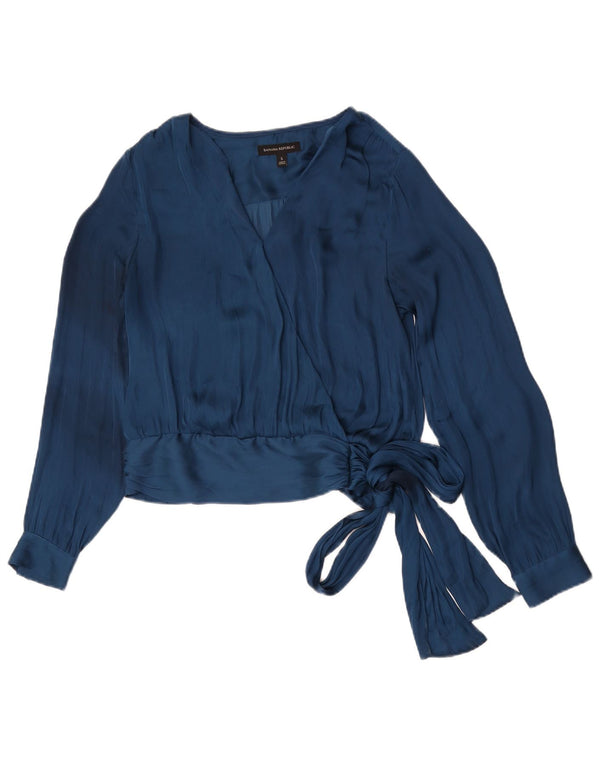 Banana Republic Womens Front Tie Shirt Blouse UK 10 Small Navy Blue