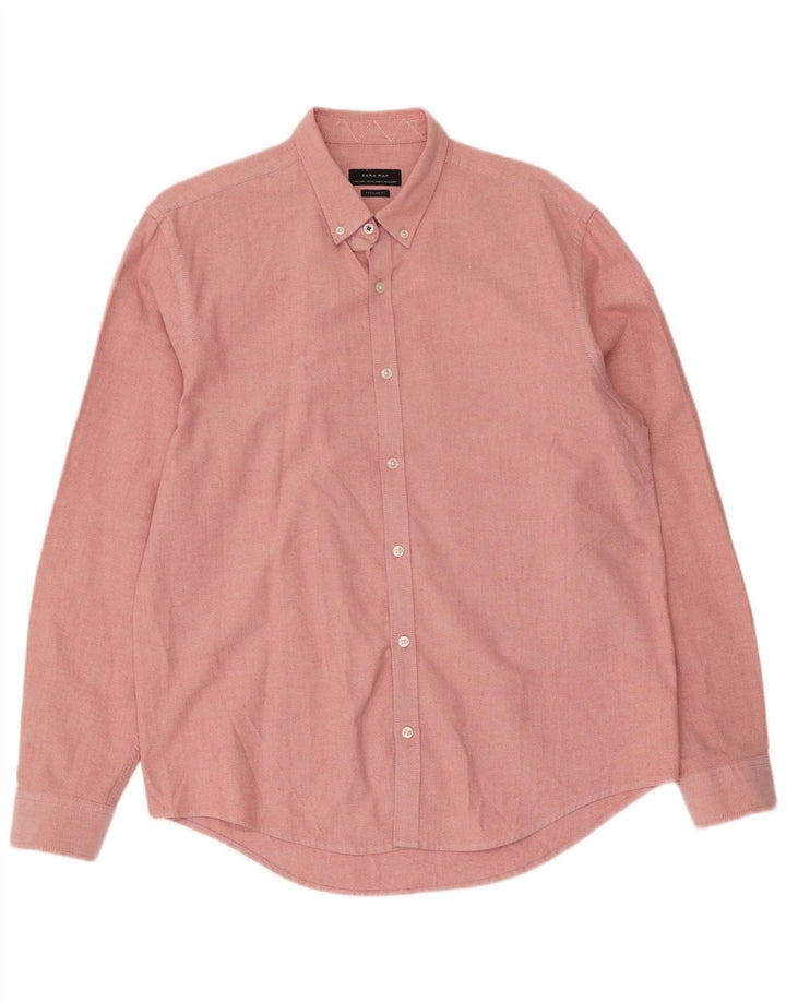 Zara Mens Regular Fit Shirt Large Pink