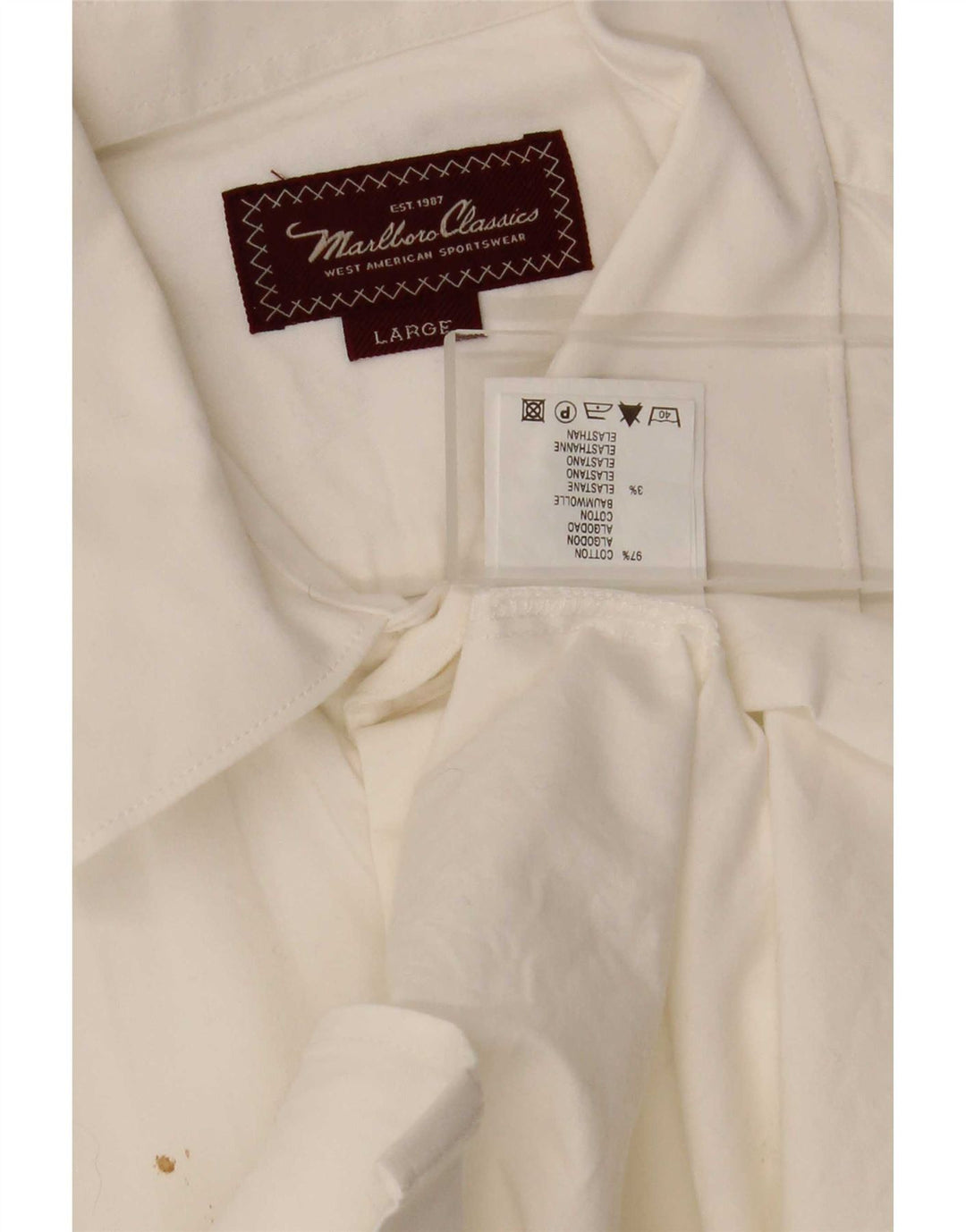 Marlboro Classics Mens Shirt Large White Cotton