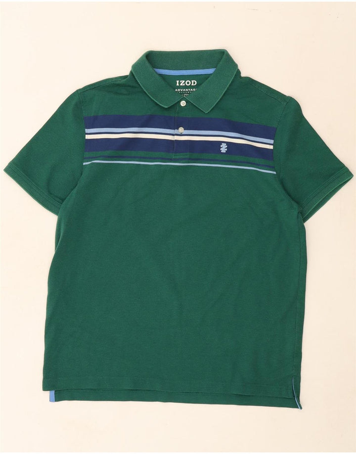 IZOD Mens Stretch Polo Shirt Large Green Colourblock Cotton Vintage Izod and Second-Hand Izod from Messina Hembry 