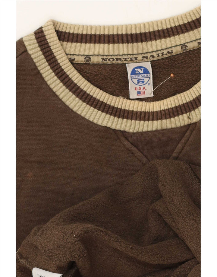 North Sails Mens Graphic Sweatshirt Jumper XL Brown Colourblock Cotton