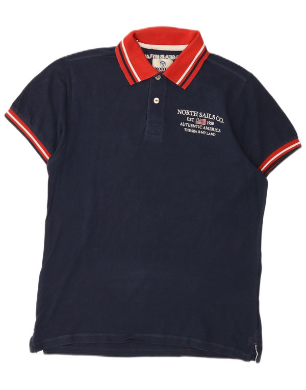 North Sails Mens Polo Shirt Large Navy Blue Colourblock Cotton