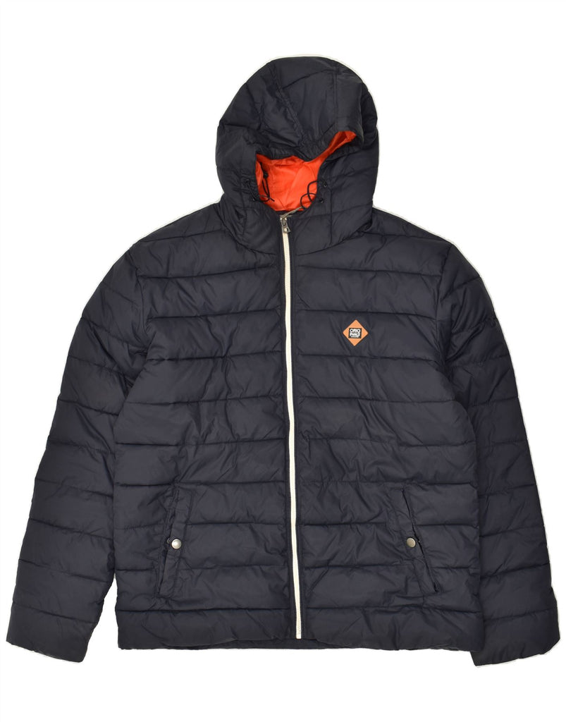 JACK & JONES Mens Hooded Padded Jacket UK 44 2XL Navy Blue Nylon | Vintage Jack & Jones | Thrift | Second-Hand Jack & Jones | Used Clothing | Messina Hembry 