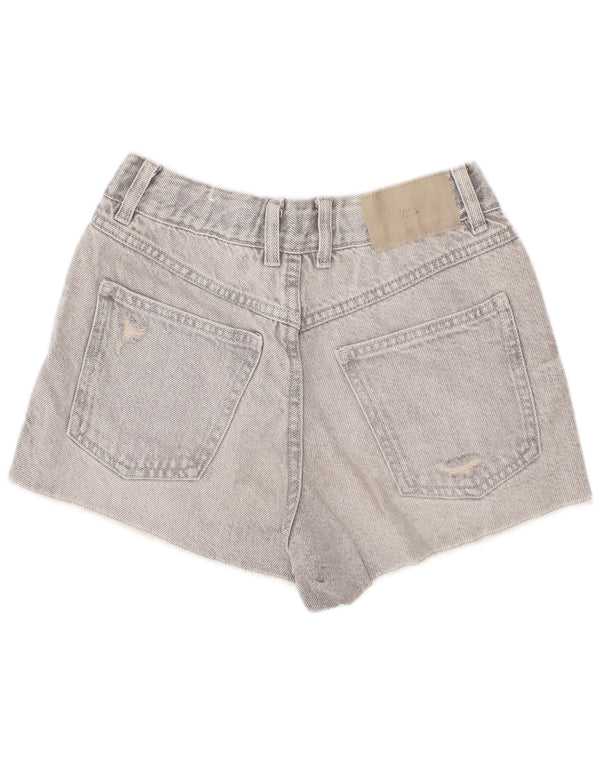 Zara Girls Distressed Denim Shorts 11-12 Years W24 Grey