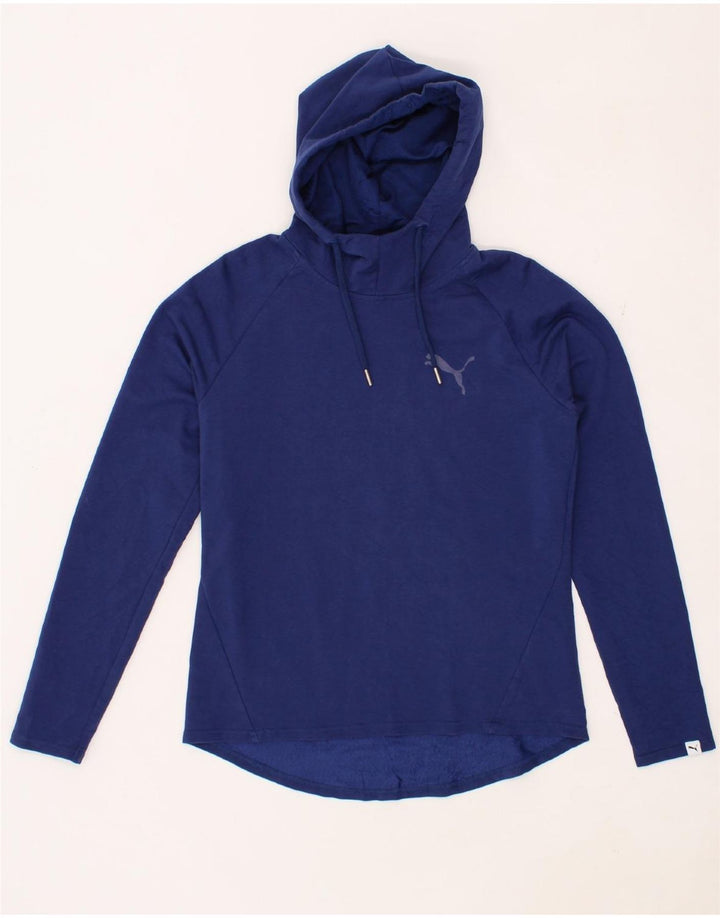 PUMA Womens Hoodie Jumper UK 12 Medium Navy Blue Polyester Vintage Puma and Second-Hand Puma from Messina Hembry 
