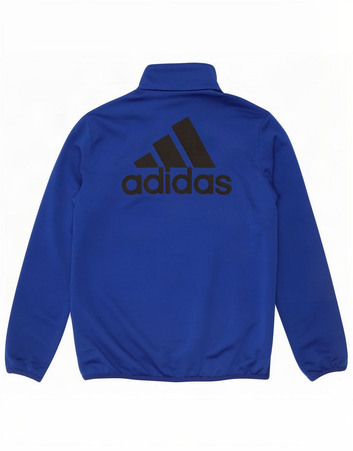 Adidas Boys Graphic Tracksuit Top Jacket 11-12 Years Blue Polyester