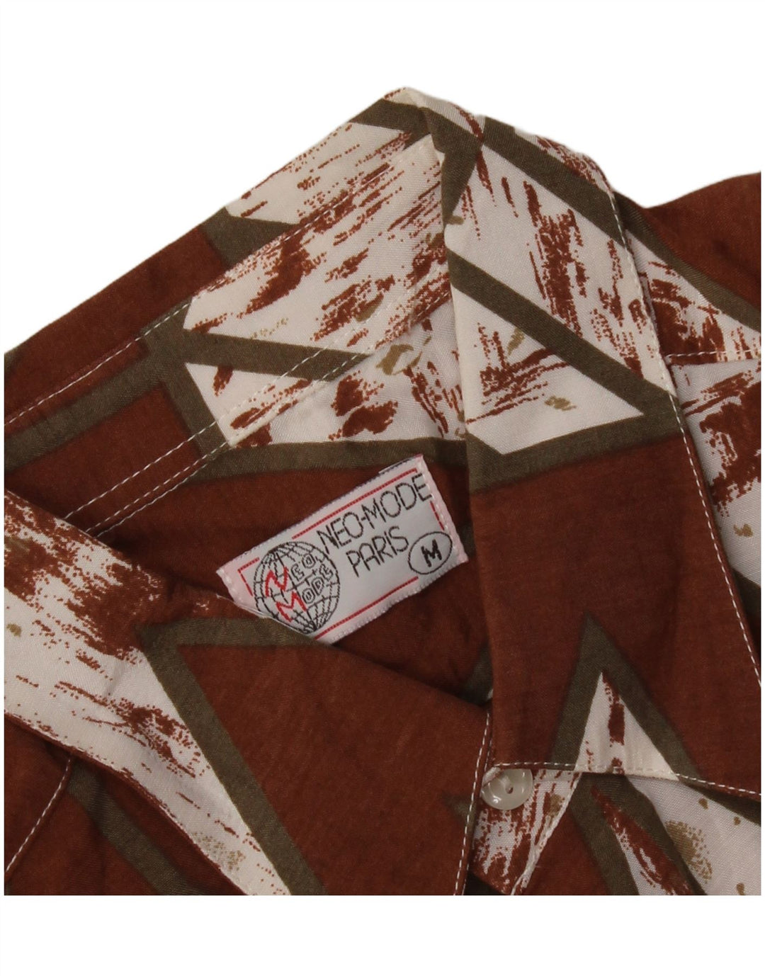 Vintage Mens Shirt Medium Brown Geometric