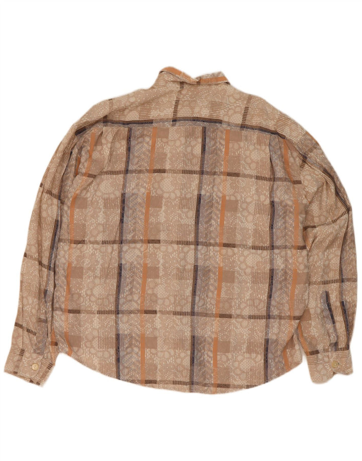 Morgan & Donavan Mens Shirt Size 41/42 Large Beige Check Viscose