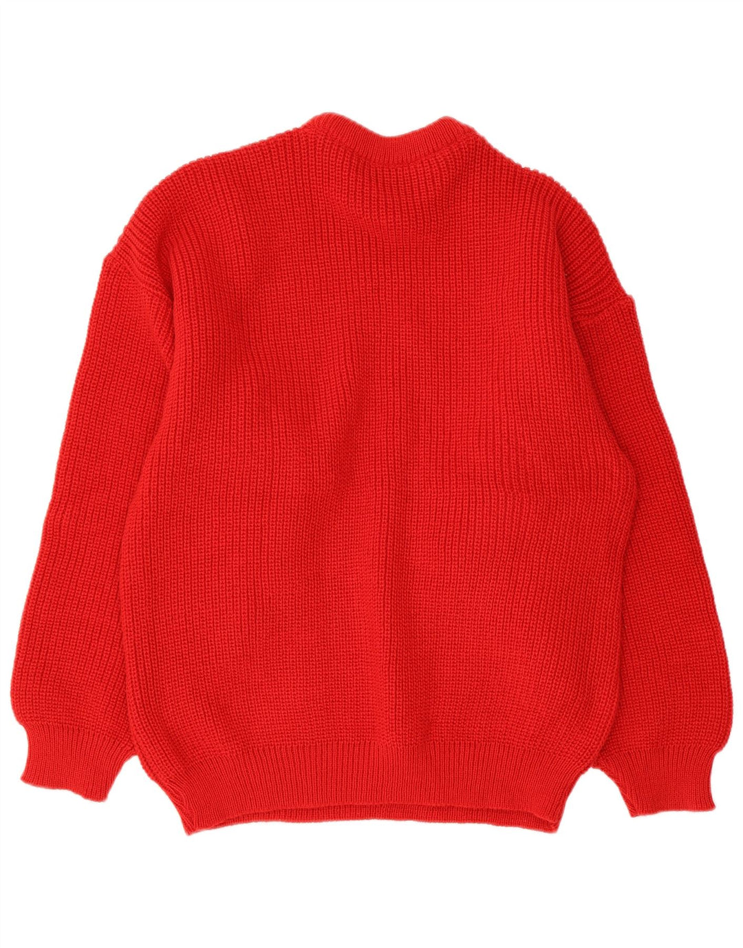Vintage Mens Crew Neck Jumper Sweater Medium Red Colourblock