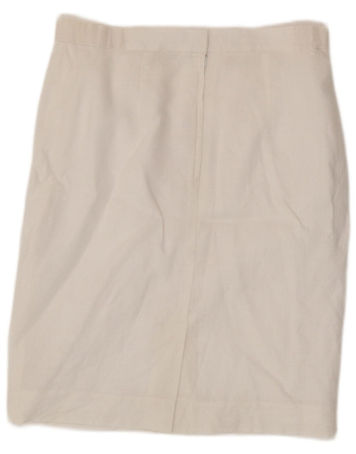 VINTAGE Womens Pencil Skirt UK 12 Medium W30  White Linen