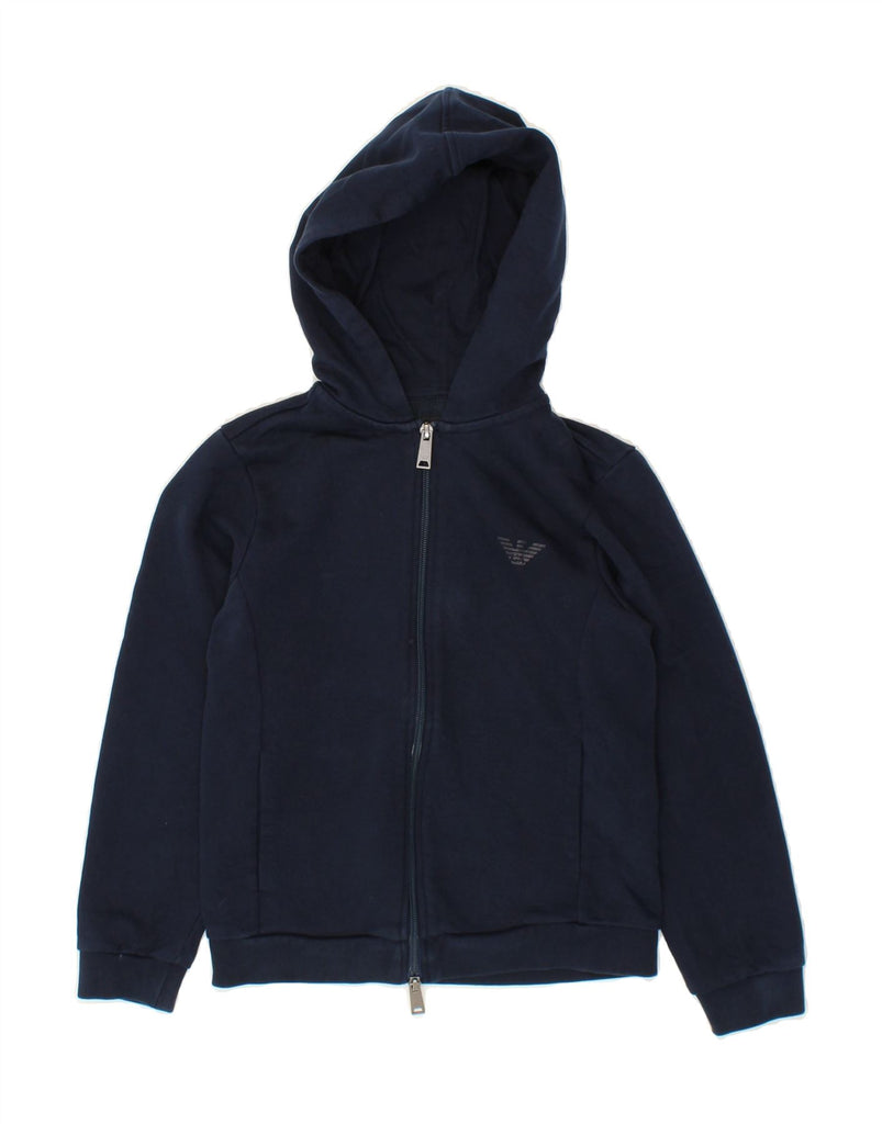 EMPORIO ARMANI Boys Zip Hoodie Sweater 9-10 Years Navy Blue Cotton Vintage Emporio Armani and Second-Hand Emporio Armani from Messina Hembry 