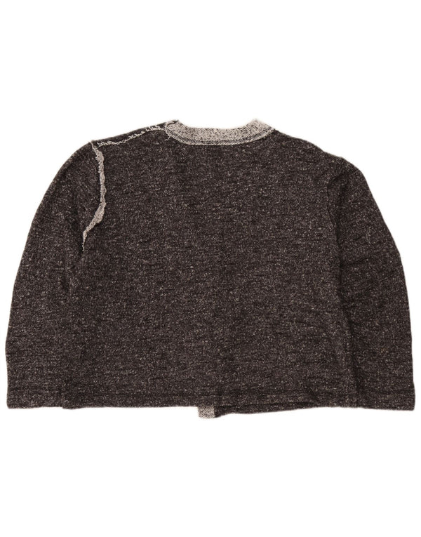 Zara Womens Crop Cardigan Sweater UK 16 Large Grey Flecked Cotton