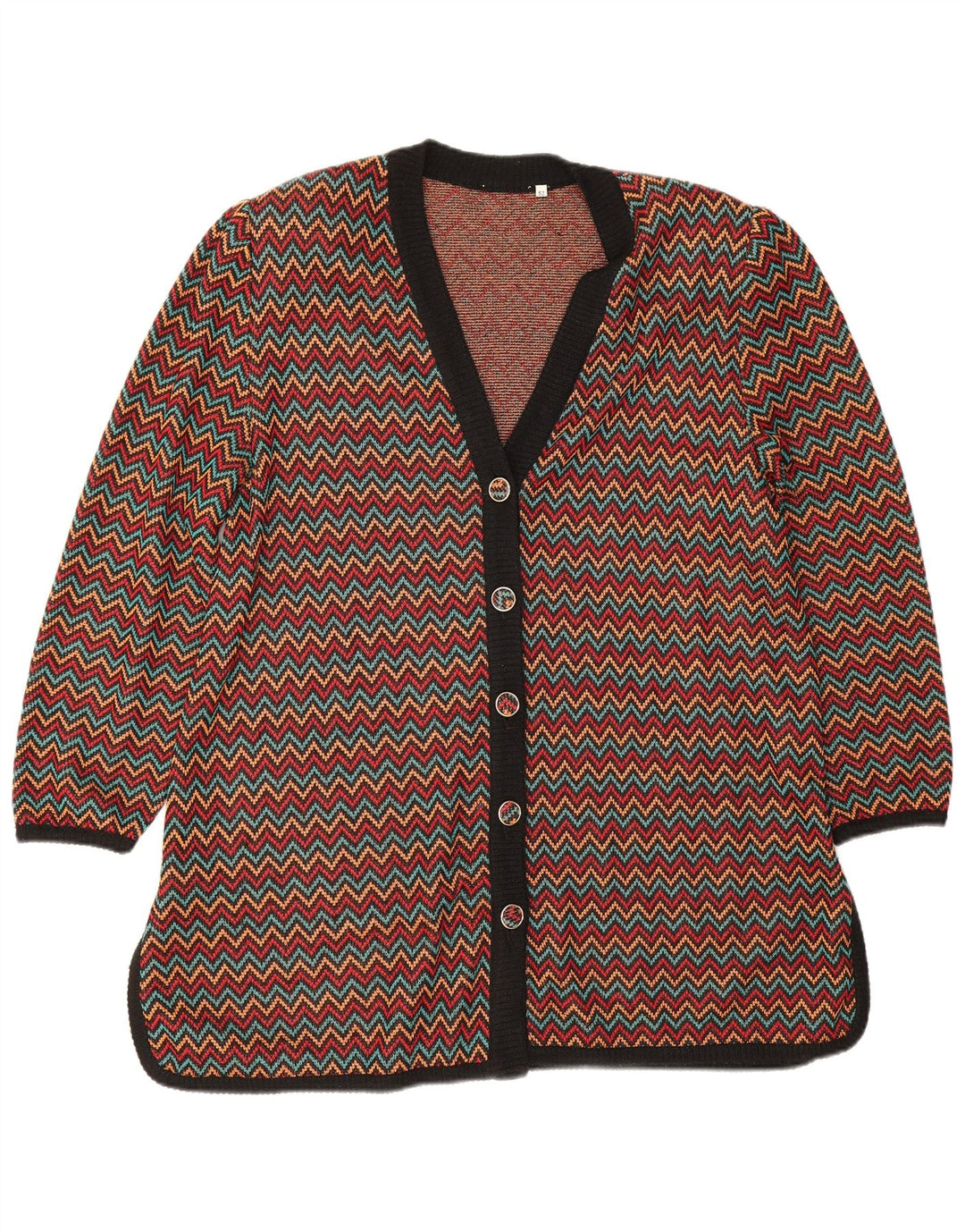Vintage Womens Cardigan Sweater IT 52 2XL Multicoloured Chevron Cotton