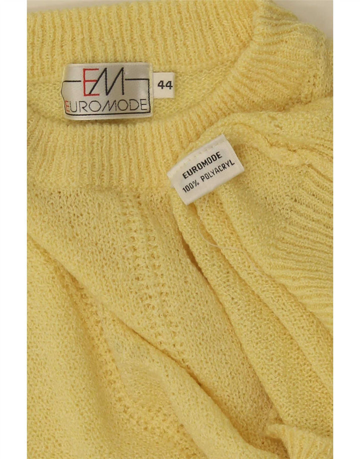 Euro Mode Womens Short Sleeve Crew Neck Jumper Sweater IT 44 Medium Yellow